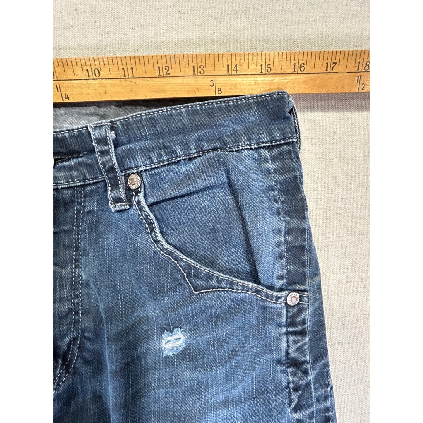 Levi's 508 Men's 31 Jeans Stretch Denim Distressed Cuffed Dark Wash Straight