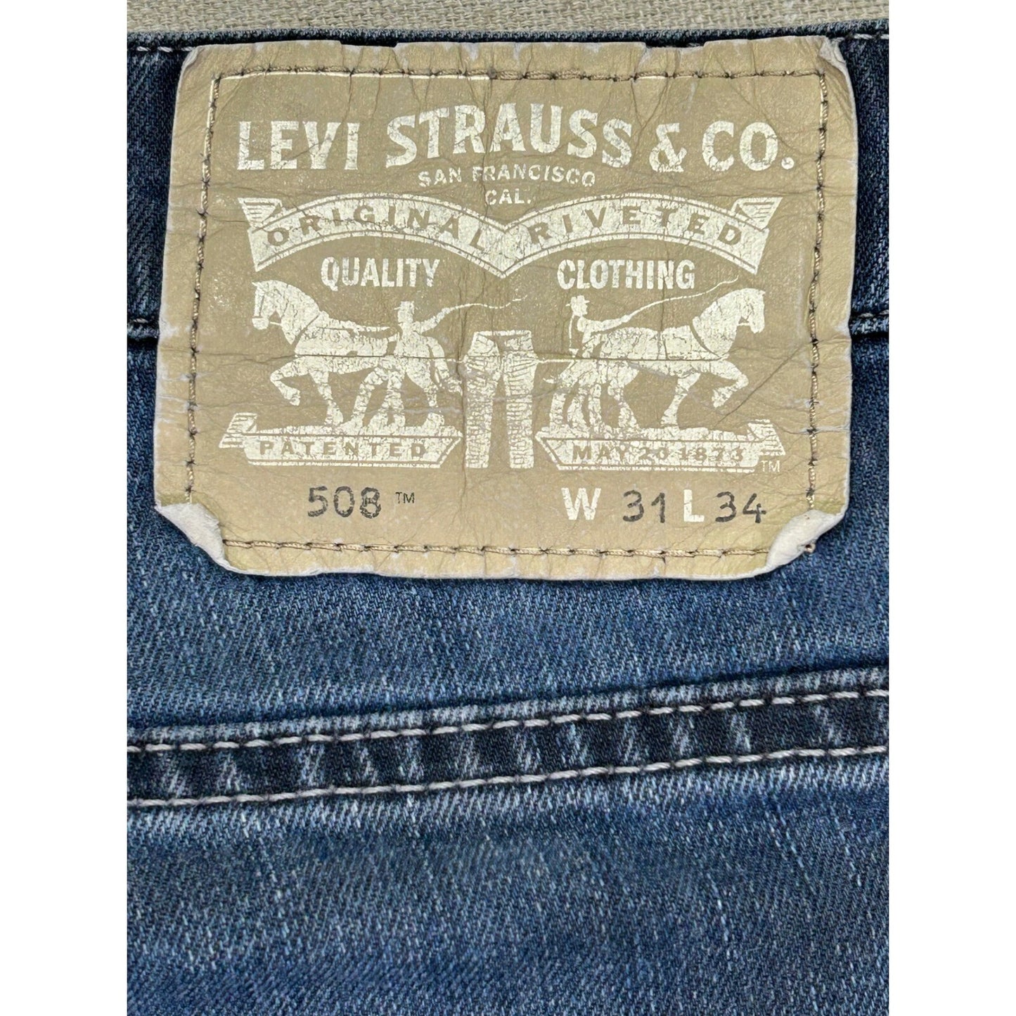 Levi's 508 Men's 31 Jeans Stretch Denim Distressed Cuffed Dark Wash Straight